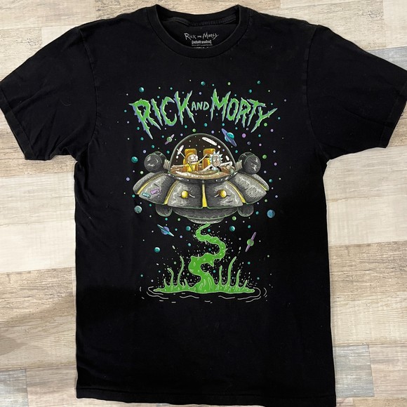 Adult Swim Other - Rick and Morty - Spaceship - Adult Swim - Size Medium Black Cotton T-Shirt